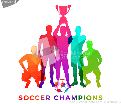 Image of Silhouettes of soccer players with trophy cup