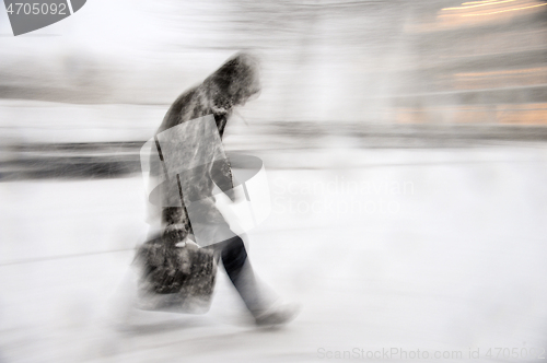 Image of Man in a blizzard