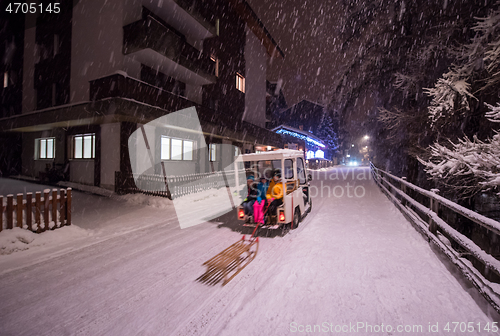 Image of snowy streets of the Alpine mountain village