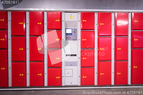 Image of red safety lockers