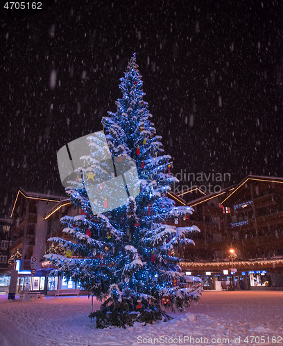 Image of snowy streets of the Alpine mountain village