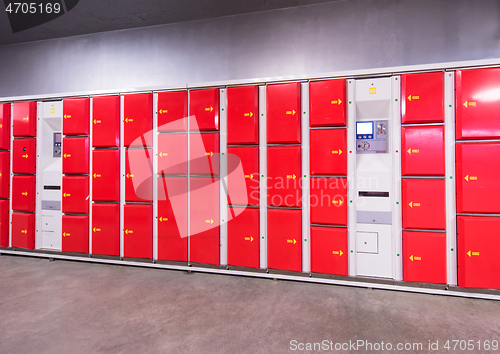 Image of red safety lockers