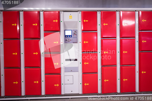 Image of red safety lockers