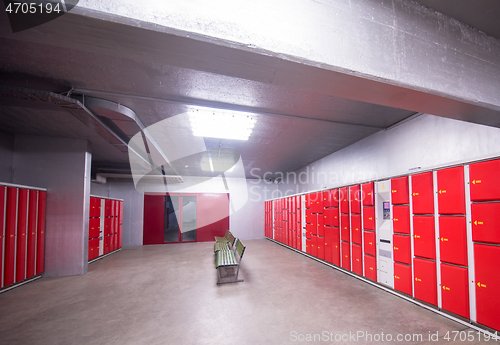 Image of red safety lockers