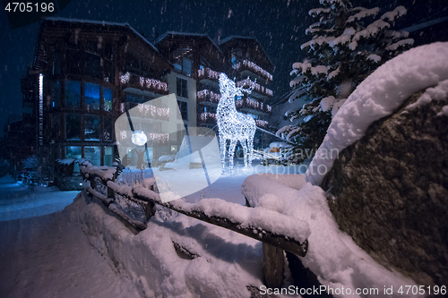 Image of snowy streets of the Alpine mountain village