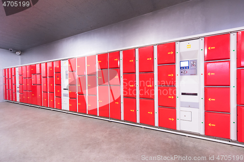 Image of red safety lockers