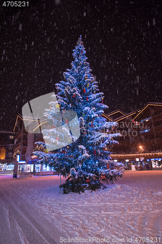 Image of snowy streets of the Alpine mountain village