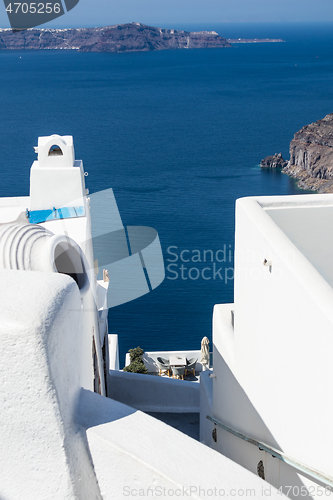 Image of view of Santorini caldera in Greece from the coast