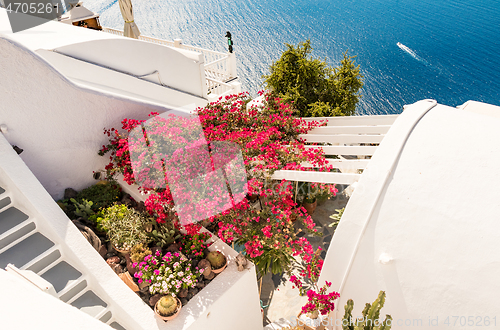 Image of typical architecture of houses on the island of Santorini in Gre