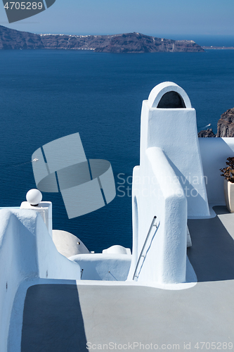 Image of view of Santorini caldera in Greece from the coast