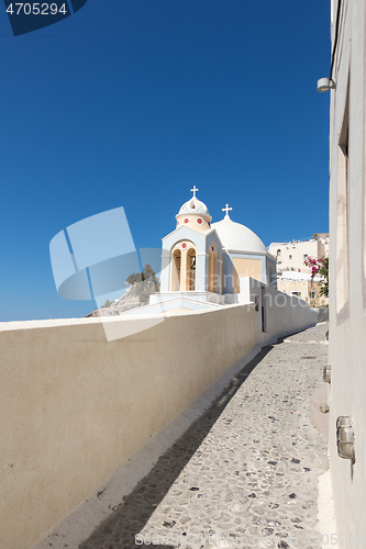 Image of typical Santorini church in Greece in the Cyclades