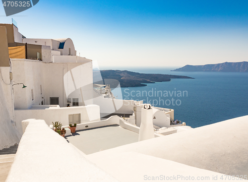 Image of view of Santorini caldera in Greece from the coast