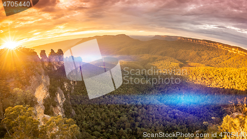 Image of Three Sisters Blue Mountains Australia at sunrise