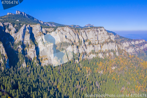 Image of Aerial view of mountain rock wall