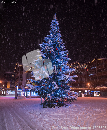 Image of snowy streets of the Alpine mountain village