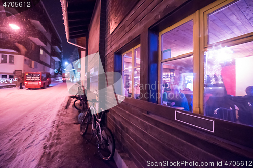 Image of snowy streets of the Alpine mountain village