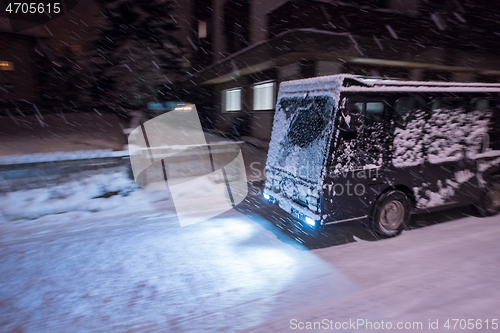 Image of Electric taxi bus in the car-free holiday montain resort