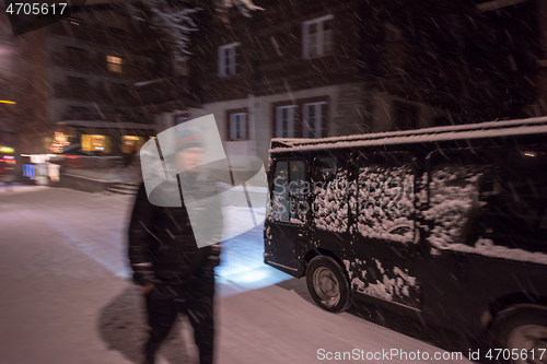 Image of snowy streets of the Alpine mountain village