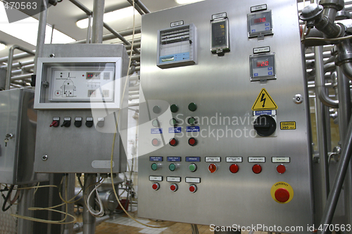 Image of industrial control system in modern dairy factory