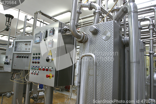 Image of industrial control system in modern dairy factory