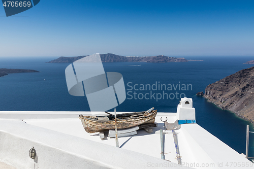 Image of view of Santorini caldera in Greece from the coast