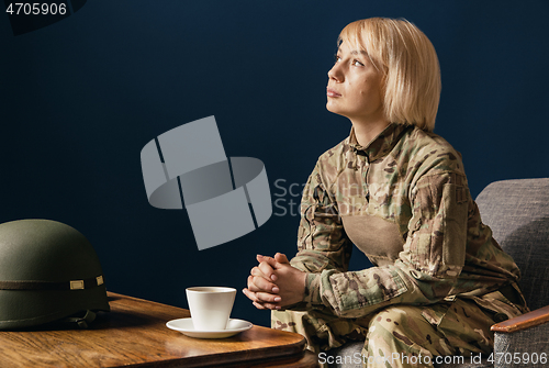 Image of Portrait of young female soldier