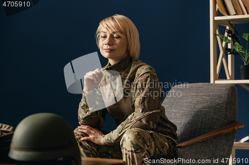 Image of Portrait of young female soldier