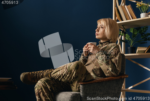 Image of Portrait of young female soldier