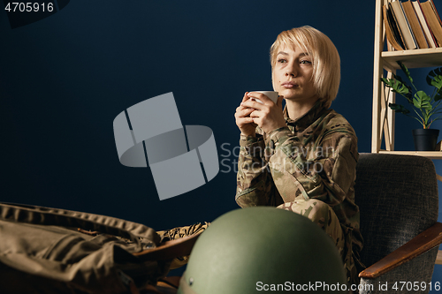 Image of Portrait of young female soldier