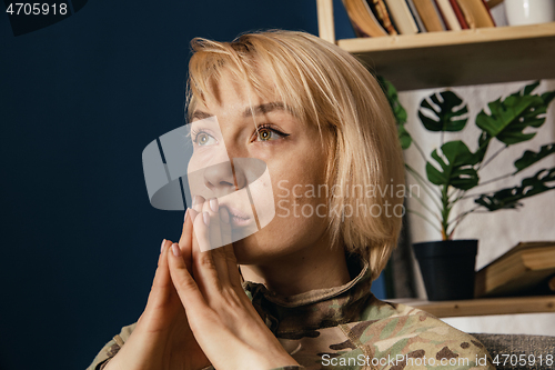 Image of Portrait of young female soldier