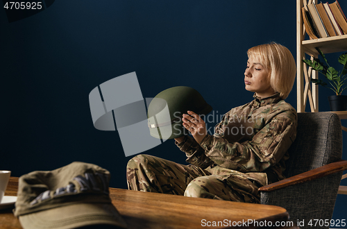 Image of Portrait of young female soldier