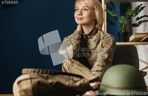 Image of Portrait of young female soldier