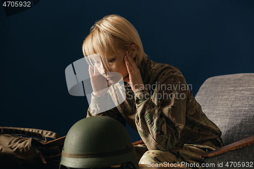 Image of Portrait of young female soldier