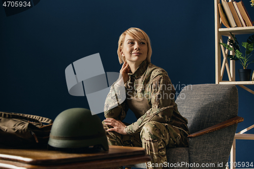 Image of Portrait of young female soldier