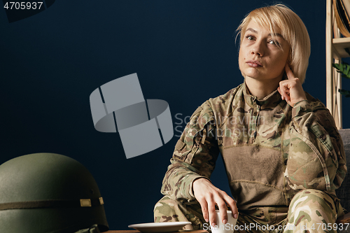 Image of Portrait of young female soldier