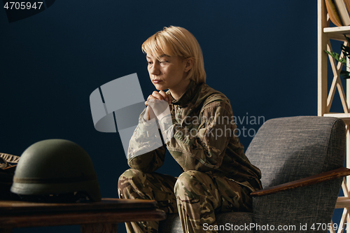 Image of Portrait of young female soldier