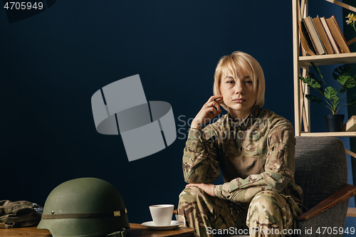 Image of Portrait of young female soldier