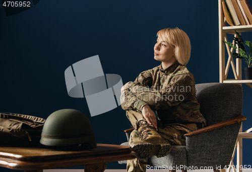 Image of Portrait of young female soldier