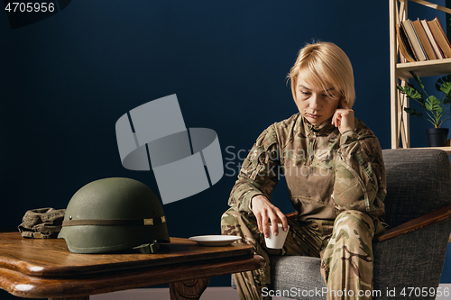 Image of Portrait of young female soldier