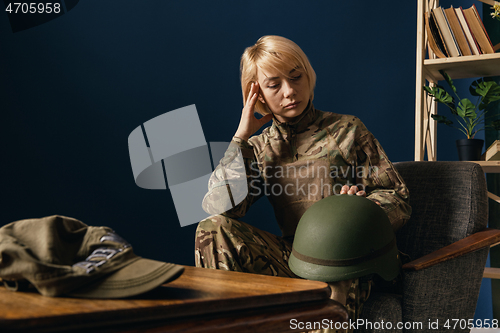 Image of Portrait of young female soldier