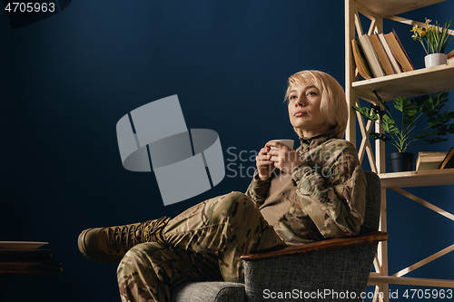 Image of Portrait of young female soldier