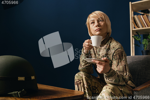 Image of Portrait of young female soldier