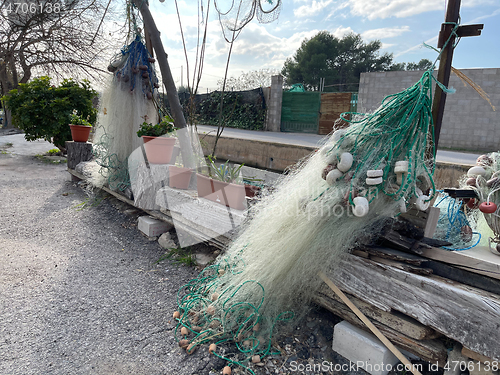 Image of Fishing nets in the village. El Palmar, Spain