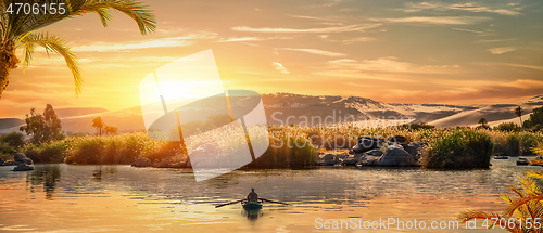 Image of Nile in Aswan at sunset