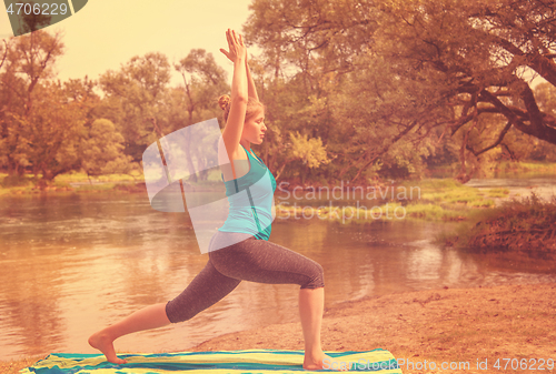 Image of woman meditating and doing yoga exercise