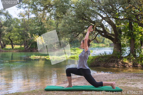 Image of woman meditating and doing yoga exercise