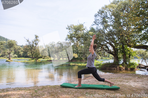 Image of woman meditating and doing yoga exercise