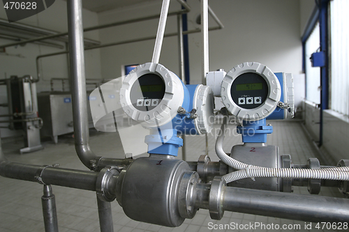 Image of temperature control valves in dairy factory