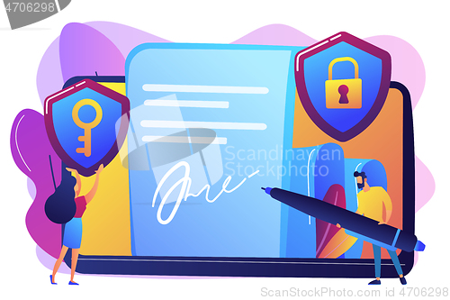 Image of Electronic signature concept vector illustration.