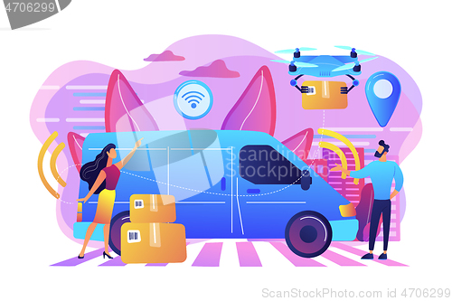 Image of Autonomous courier concept vector illustration.